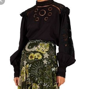 NWT Farm Rio Lace Trimmed blouse XS